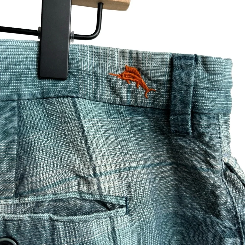 Tommy Bahama Blue Plaid Linen Blend‎ Men’s Shorts Size 38